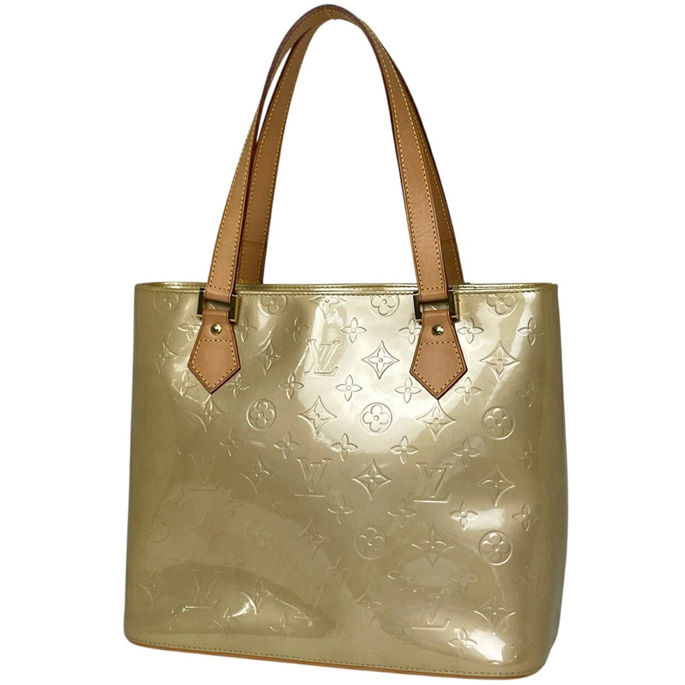 Louis Vuitton Houston Enamel Patent Vernis Tote Bag Monogram Vernis Beige Cream